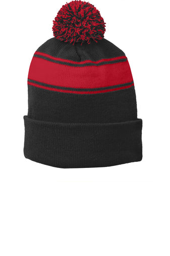 STC28-Sport-Tek® Stripe Pom Pom Beanie- SSA