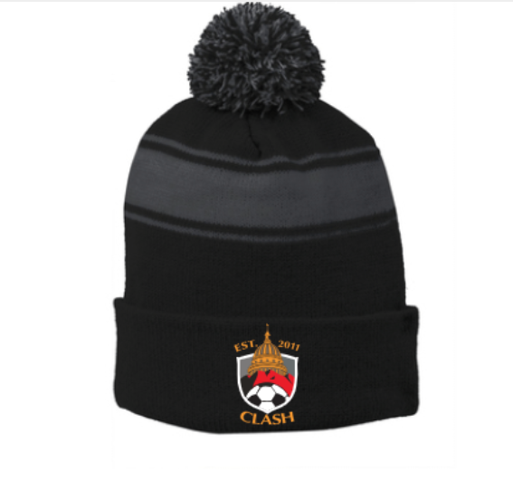 STC28-Sport-Tek® Stripe Pom Pom Beanie- Clash