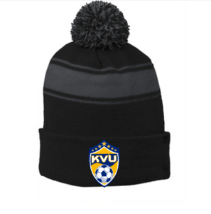【TEKET】Dot Com Stripe Beanie Sport-Tek Stripe Pom Pom Beanie | Wear Your Spirit Warehouse