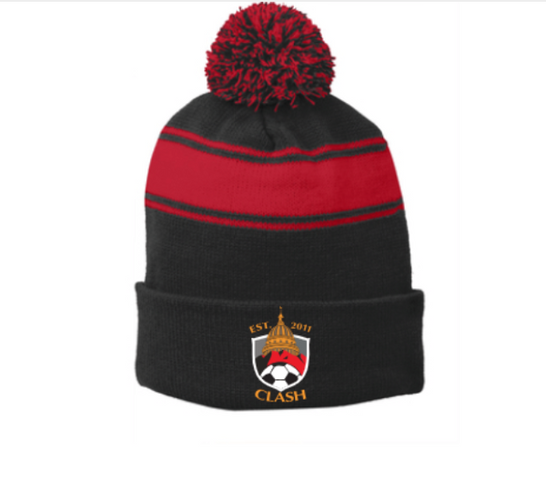 STC28-Sport-Tek® Stripe Pom Pom Beanie- Clash